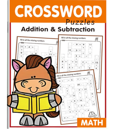 Math Crossword Game Puzzles Worksheet Book | Addition Subtraction | 20 Puzzles - 32 Pages