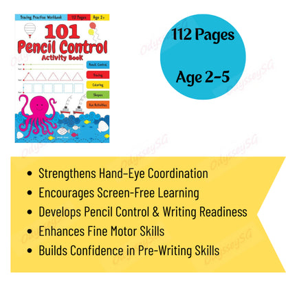 101 Pencil Tracing Activity Book for Kids – Pre-Writing, Fine Motor Skills & Hand-Eye Coordination