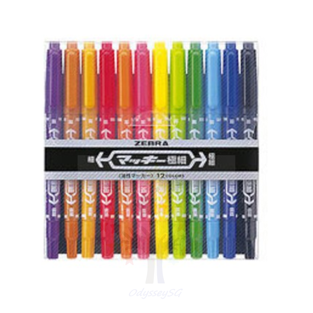 Zebra Extra Fine Twin Head Marker -Mckie Set of 8 / 12  Colours - Permanent Markers - Fine and Extra Fine